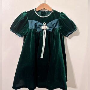 Vintage toddler Christmas dress. Green velvet Rare Editions size 6
